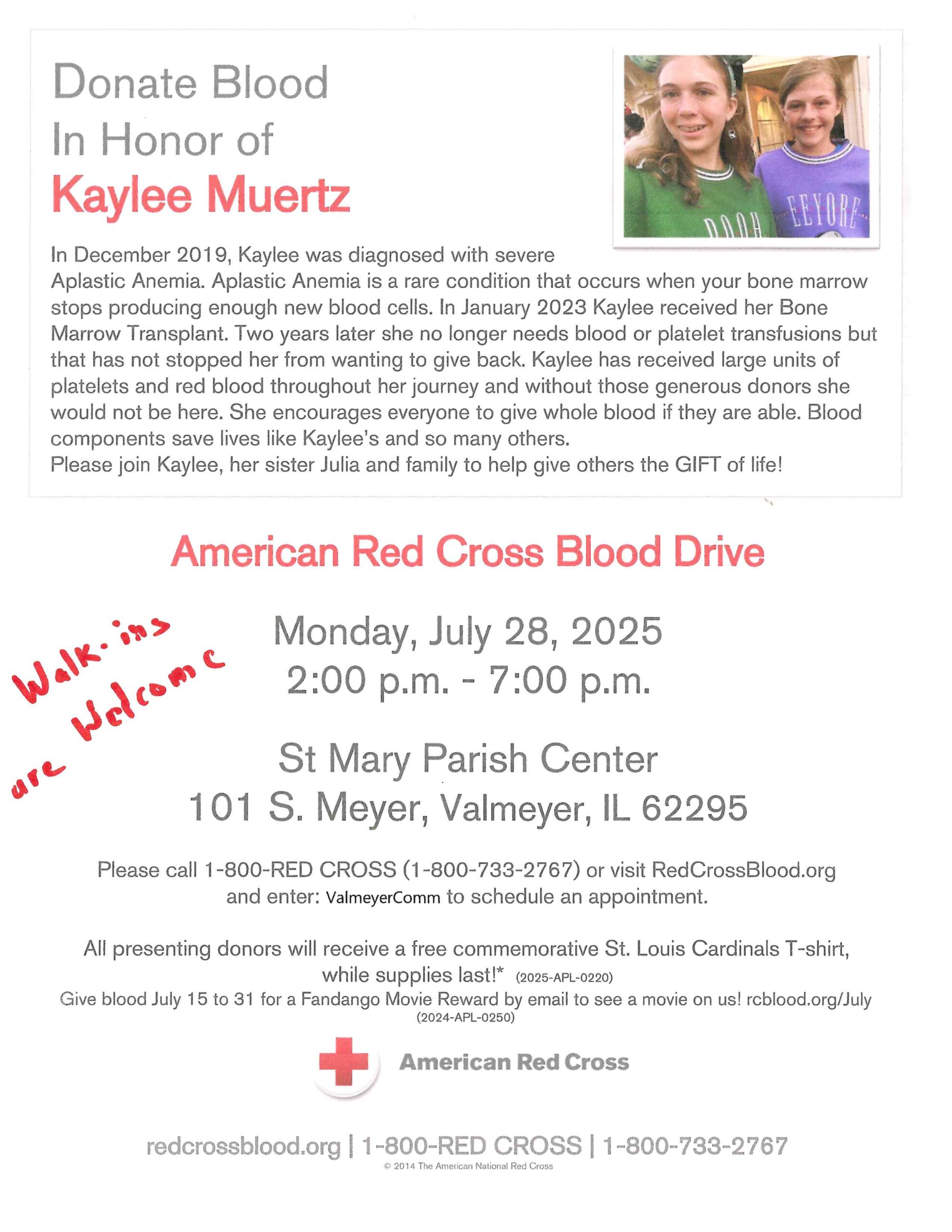 American Red Cross Blood Drive July 28 2025